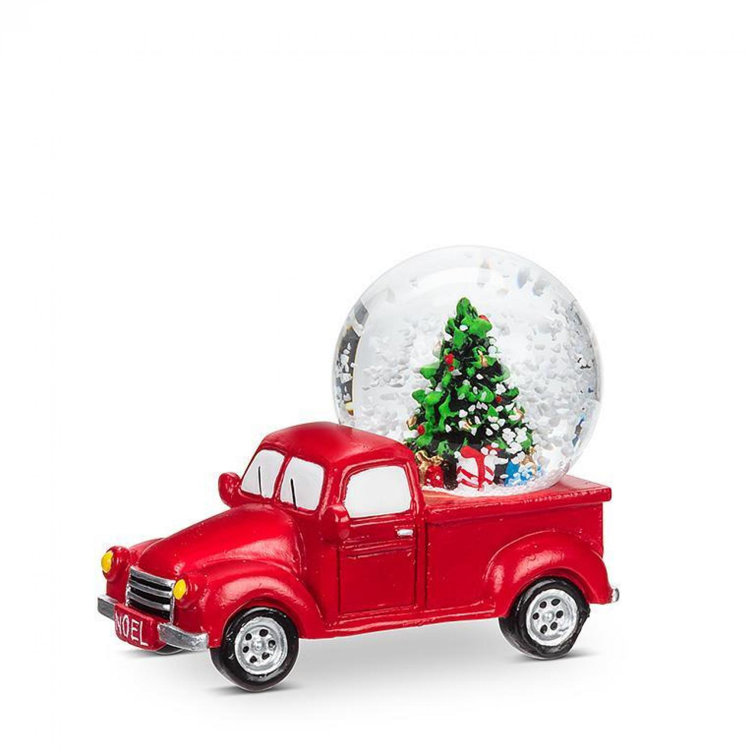 Alcott Hill® Red Pick Up Truck With A Tree In A Snow Globe Wayfair Canada